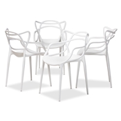 Baxton Studio Landry Modern and Contemporary White Finished Polypropylene Plastic 4-Piece Stackable Dining Chair Set